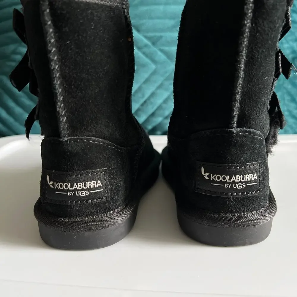Koolaburra by Ugg Toddler Snow Boots | Girls Size US 7 | Black | Accent Bows